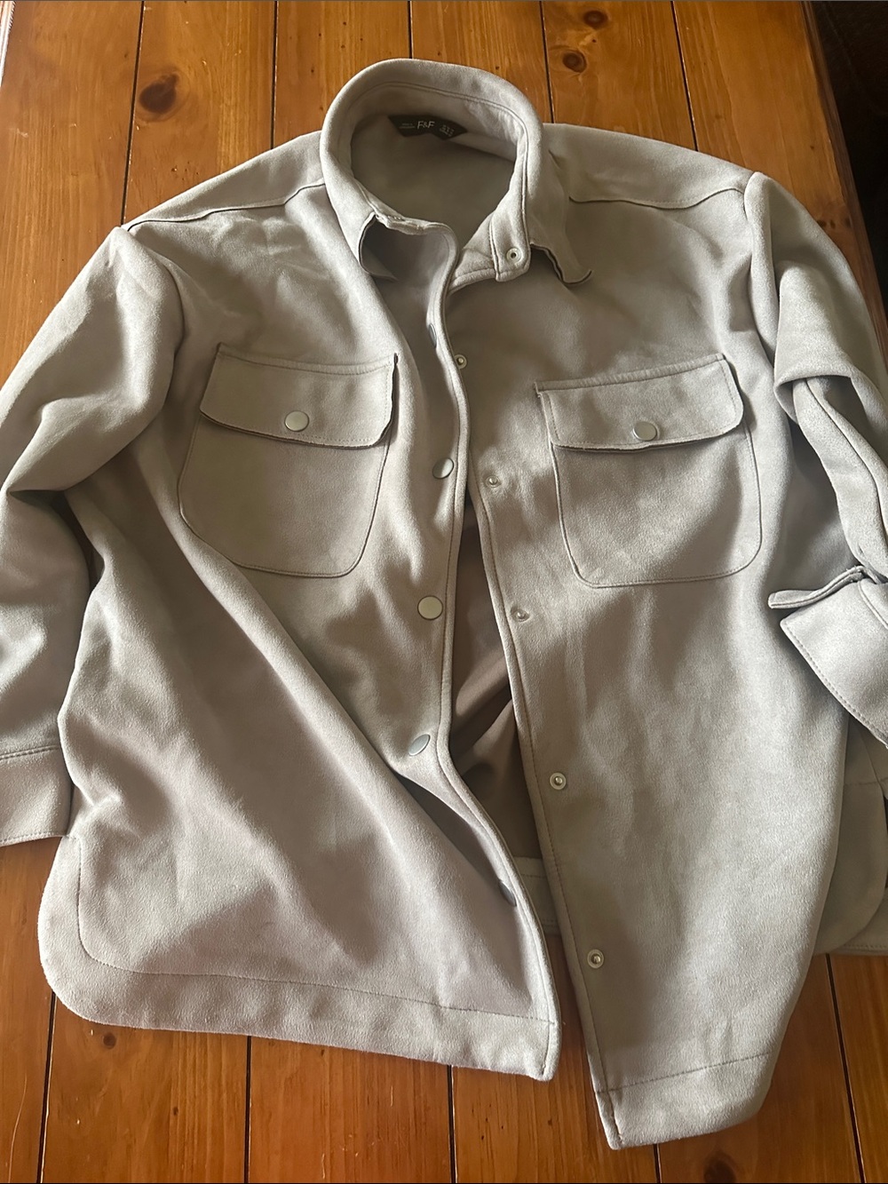 F&F Light Gray Women's Lightweight Shirt Jacket